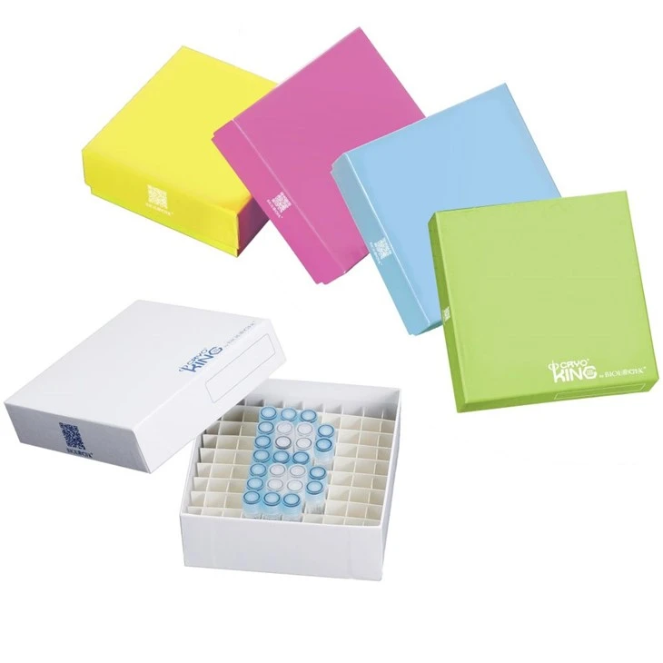 81-well And 100-well Cardboard Cryogenic Boxes Durable Cardboard With Superior White Outer Coating Premium Cardboard Freezer Boxes