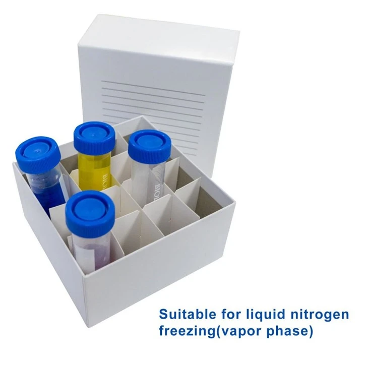 81-well And 100-well Cardboard Cryogenic Boxes Durable Cardboard With Superior White Outer Coating Premium Cardboard Freezer Boxes